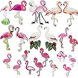 Woohome 24 Stück Patches zum Aufbügeln Bügelflicken Kinder, Flamingo Bügelflicken DIY Patch Sticker Kleiner Vogel Patches Aufbügeln für Kinder und Erw