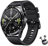 HUAWEI WATCH GT 3 46mm Smartwatch, lange Akkulaufzeit, ganztägige SpO2-Überwachung, genaue Herzfrequenzüberwachung, 100+ Trainingsmodi, Schwarz, 30 Monate Garantie + HUAWEI FreeBuds 4i Kopfhö