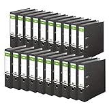 Original DINOR Ordner-Wolkenmarmor-Recycling - Made in Germany. 20er Pack 8 cm breit DIN A4 schwarz Aktenordner Briefordner Büroordner Pappordner Schlitzordner Grüner Balken Blauer Eng