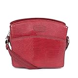 Hexagona Damen Synthétique Grain Lézard Paris Kollektion Exotica – Karmin – Synthetik Eidechse – Crossbody kleine Tasche Handtasche – Umhängetasche, Karminrot, L : 21 x h : 17 x P : 10