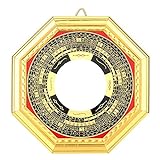 Oumefar Chinesische FengShui Dent Convex Bagua Spiegel Holz Feng Shui Convex Konkave Amulett Magic Mirror Schutz für Energie Home Decorations(13,5 cm konvex)