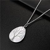 DOUPE Heilende Kristalldekoration. Mode Handgemachte Baum des Lebens Kupferdrahtgewickelte Halskette Anhänger Blaues Harz Kunststoff Wassertropfen Heilung Kristall Halskette (Metal Color : FA295 7)