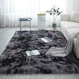 Blivener Soft Touch Area Rug Bedroom Anti-Skid Yoga Carpet Shaggy Rugs Fluffy Motley Tie-dye Carpets Dunkelgrau 180 x 270