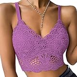 TIMIYUYU Damen Push Up BH, Damen Spitze Camisole BH Push Up Ohne Bügel Bandeau Bustier mit Gepolsterter, Sexy Spitze Rückenfrei Bustier Sport BH Vorderverschluss Cross Back BH