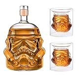 JUSSES Whisky Karaffe Whisky Decanter Wein dekanter whiskey Whisky Karaffe aus Glas mit Korkenverschluss-750ml Bottle +2G