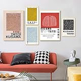 Yayoi Kusama Poster Gemäldewerk Ausstellung Poster und Kunstdrucke Galerie Abstrakte Wand Bilder Moderne Gemälde Leinwandbild Bild für Wohnzimmer Dekor Ungerahmt Wandbilder Wohnzimmer M