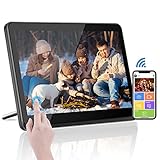 WiFi Digitaler Bilderrahmen, Touch 1920x1080P Elektronischer Fotorahmen 10.1 Zoll mit 16 GB Speicher, Fotos und Videos sofort per APP teilen, Automatischer Drehung, Einstellbarer Helligk