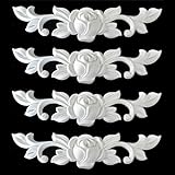 Ornament für Stuckleisten Deckenleisten Kunststoff unlackiert, weiß - Moderne Ornamente in verschiedenen Motiven (4er Set, Style 2, 17x4x1cm)