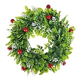 VALICLUD Weihnachtskranz Türkranz Beerenkranz Eukalyptus Kranz: Adventskranz Wandkranz Rebenkranz Künstlicher Blumenkranz Türschild Weihnachten Dekoration Wohnzimmer Wanddeko Xmas Deko Hänger Türdek