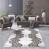 MOZATO Torfaya Design-Teppich, Kurzflor (12 mm), Trend-Teppich, Wohnzimmer-Teppich, Schlafzimmer-Teppich, Flur-Teppich Dunkelbraun / cremefarben 200 x 290