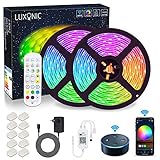Alexa LED Strip 10m, 5050 RGB LED Stripes, APP Steuerbar Musik LED Lichterkette kompatibel mit Alexa,Google Assistant Farbwechsel LED Streifen LED Leiste mit Fernbedienung and 12V N