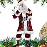 KTMAID Damen Weihnachtsmann-Kostüm für Herren,roter Deluxe Samt,Weihnachtsfeier,Realistische Weihnachtsmannkostüm Erwachsen Cosplay (Weihnachtskostüm für Herren, 6XL)