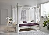 Junado Himmelbett Venezia Metallbett 140x200 cm, inklusive Stoffhimmel, Verspieltes Design, Metall, Creme-Weiß, Dopp