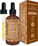 EINFÜHRUNGSANGEBOT BIO JOJOBAÖL | Kaltgepresst 100% Rein | Für Haare Haut & Nägel | Frei von Zusatzstoffen | 100ml im lichtgeschützten Braunglas | Natürliche Feuchtigkeitspflege von Soena N