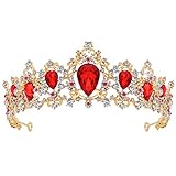 Frcolor Tiara Krone für Frauen, Strass Queen Crowns Hochzeit Tiaras Kronen Stirnband (rot)