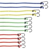 PRETEX 12er-Set Universal-Gepäckspanner mit Haken, in 4 Längen, mehrfarbig, extra stark - Spanngurte, Spanngummi, Expander (Mehrfarbig)