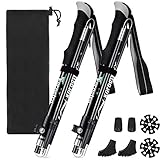 KOROSTRO Nordic Walking Stöcke, 110-130cm Faltbar Wanderstöcke Höhenverstellbar Leicht Dämpfung mit Wasserfeste Tasche & 4 Paar Gummipuffer, Wanderstöcke für Trekking, Walking und Wanderung