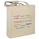 Stofftasche mit Stadt/Ort 'Wermelskirchen ' - Motiv Positive Eigenschaften - Farbe beige - Stoffbeutel, Jutebeutel, Einkaufstasche, B