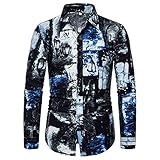 Shirt Herren Casual Mode Unregelmäßiger Druck Slim Fit Herren Langarm Frühling Und Herbst Urban Modern Trend Stretch Herren H