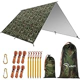 Ryaco Camping Zeltplane, 3m x 3m Tarp für Hängematte, wasserdicht Leicht Kompakt Zeltunterlage Picknickdecke Hammock für Camping Outdoor Plane für Ourdoor Camping MEHRWEG