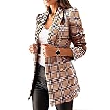 Damen Mode Zweireihig Blazer Parka Casual Langarm Revers Sakko Windbreaker Elegant Einfarbig Geschäft Büro Anzugjacke Jacke Mäntel Bequem Warme Anzugjacke Herbst Winter Oversize Jacken Outw