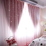Wingbind Sheer und Blackout Vorhänge Set, Laser aushöhlen Sterne Gemustert, Prinzessin Stil Vorhang für Zuhause, Wohnzimmer, Schlafzimmer, Kinderzimmer, Balkon, Hotel Dekoration 100 * 200