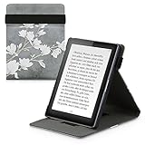 kwmobile Schutzhülle kompatibel mit Kobo Aura Edition 1 - Hülle e-Reader mit Schlaufe Ständer - - Magnolien Taupe Weiß Dunkelg