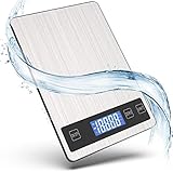 Digital Küchenwaage, 5kg/11lb Digitale Küchenwaagen Haushaltswaage Digitalwaage, Hochpräzise Elektronische Waage Küche Lebensmittelwaage Kochwaage Briefwaage mit großer Edelstahl Wiegefläche und T