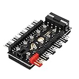 PC Chassis Fan Hub,CPU Cooling Fan Hub,10 Channel 4Pin PWM Set Line Board, CPU Cooler Power Splitter Socket with PWM Connection Cable,Suitable for PC Desktop Computer Motherb