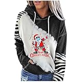 SoLu DAY8 Elch Hoodie Damen Weihnachten Oberteile Langarm Kapuzen Pullover Damen Ugly Christmas Sweater Hooded Tops Herbst Winter Warme Kapuzenpullover Farbblock H