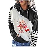 Hengyouhui Damen Weihnachts Pullover Druck Langarm Christmas Sweatshirt Oversized Lässig Langarmshirt Tops Pulli Weihnachtspullover Jump