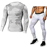 TTlove Herren Funktionswäsche Langarm Kompressions Tarnung Trainingsanzüge Fitness Sportbekleidung Skiunterwäsche Set Funktionswäsche Atmungsaktiv Thermo Unterw