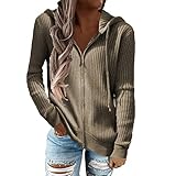 WAEKQIANG Herbst Und Winter Gestreifter BeiläUfiger Pullover Loser Strickpullover ReißVerschluss Strickjacke Langarm-Kapuzenpullover F