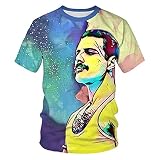Unisex 3D Druckten Sommer-beiläufige Kurze Hülsen-T-Shirts Queen Print T-Shirt Rock Band Streetwear Singer T-Shirt Herren Damen Mode O-Neck Blusen-L