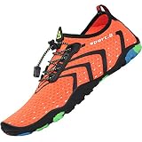 SAGUARO Badeschuhe Herren Wasserschuhe Männer Schwimmschuhe Aquaschuhe Wassersportschuhe Strandschuhe Barfußschuhe Stil 3:Orange Gr.44 EU