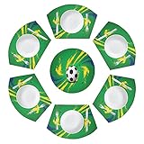 Platzdeckchen, rund, 7 Stück, Fußball, Tischsets mit Mittelstück, rund, waschbar, hitzebeständig, rutschfest, für E