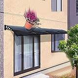 Haustürdach Pultvordach mit Aluminiumlegierung Halterung,UV-Regen-Schnee-Schutz Silent Wasserdicht/Stoßfestigkeit Türvordach Pultbogenvordach,Braune Polycarbonat Überdachung (80x200cm/31'x79')