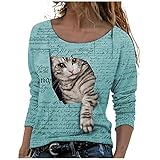 Sommeroberteile XL Damen Multicolor Fashion Lose Pullover Animal Print Langarm T-S