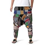 Julhold Yogahose für Männer Baumwolle Leinen Lose Lässige Leichte Elastische Taille Home Hose Jogginghose Open Bottom Lounge Pant(Mehrfarbig,XL)