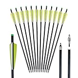 Toparchery 20 Zoll Armbrustpfeile 12er Carbon Bogenschießen Crossbolt Pfeile mit 4' Vanes Moon Nocks und abnehmbaren Sp