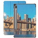 Hülle für Samsung Galaxy Tab S7/s7 Plus New York City Skyline Over River Stand Rückseite Kompatibel mit Samsung Galaxy Tab E Hülle für Galaxy Tab S7 11 Zoll S7 Plus 12.4 Z