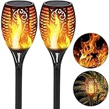 XJWJD Solarfackellampen, Taschenlampen Tanzflammen Garten Solarbeleuchtung Im Freien Deko Mit LED, Design-Taschenlampe, Wasserdicht for Garten/Gang/Terrasse (Color : 2 Pack, Size : 12LED)