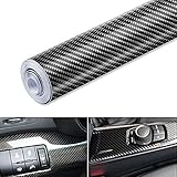 6D Carbon Folie Auto, Auto Folie, Wasserdichter Auto Schutz Folie Carbon, Selbstklebend Autofolie aus Vinyl, Flexibel Auto Shutz Folie (6D Schwarz)