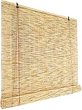 ZKORN Bambus Rollo,Lichtfilterung Natürliche Bambusrollo,Lifting Strohjalousien,Bambus-Rollo für Teestube,Sonnenschutz,für Deck Pergola Pavillon,Anpassbar,mit Zubehör(Size: 60x70cm/24x28in)