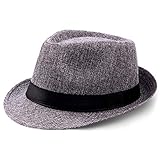 Coucoland Panama Hut Mafia Gangster Herren Fedora Trilby Bogart Hut Herren 1935s Gatsby Kostüm Original Grau L