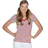Rubie's Damen Ringelshirt V-Ausschnitt rot-weiß Gr. 34-48 Neptunfest Karneval Streifen-Shirt klassisch (34/36)