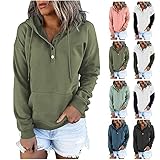 IFOUNDYOU Hoodie Damen mit Kapuze Große Größen Kapuzenpullover Sweatshirt Damen Einfarbig Langarm Pullover Hoodies Damen mit Kordel Casual Warm Pulli Winter Kapuzenpullover Top
