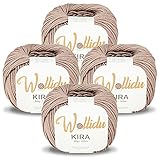 Wollidu Kira 100 % Baumwolle zum Stricken und Häkeln 4 x 50g Set Häkelgarn Strickgarn - Hellb