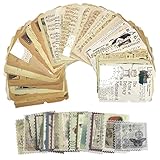 Meetory 135 Stück Scrapbooking Papier Set, 75 Blatt 12x17cm Vintage Bullet Journal Zubehör, 60 Retro Stempel Aufkleber, Scrapbook Stickers für Aufkleber Journal Kalender Fotoalbum Tageb