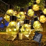 Solar Lichterkette Außen, 5M 20er LED Aussen Solar Glühbirnen Lichterkette, 8 Modi Wasserdicht IP65 Solarbetriebene Lichterkette, Warmweiß Garten Lichterkette Beleuchtung für Party Garten Hof Balk